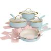 Paris Hilton Epic Nonstick Pots and Pans Set, Multi-layer Nonstick Coating, Tempered Glass Lids, Soft Touch, Stay Cool Handles, Made without PFOA, Dishwasher Safe Cookware Set, 12-Piece, Aqua(Aqua)