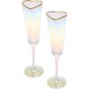 Paris Hilton Heart Shaped Champagne Flute Gift Set, Elegant Handmade Glassware Set, Perfect for Celebrations, Weddings or any Special Occasion, 2-Piece Set, 5.5-Ounce, Pink(Iridescent)