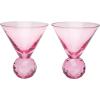Paris Hilton Martini Glass Set with Iconic Gem Base, Perfect for Parties and Special Occasions, Serve Martinis, Mocktails and More, 10.5-Ounce, 2-Piece Set, Pink(Martini Gem Base)