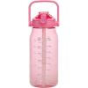 Paris Hilton Motivational Water Bottle with Straw and Leak-proof Flip-Top Lid, Motivational Time Markers, Carry Handle for Travel, Made without BPA, 50-Ounce, Pink(50 Ounces)