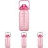 Paris Hilton Motivational Water Bottle with Straw and Leak-proof Flip-Top Lid, Motivational Time Markers, Carry Handle for Travel, Made without BPA, 50-Ounce, Pink(50 Ounces (Pack of 4))