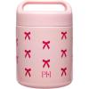 Paris Hilton Stainless Steel Food Jar, Double Wall Vacuum Sealed Insulated Food Storage Container with Carry Handle Lid, 12-Ounce, Pink with Heart Design(Pink Bows)