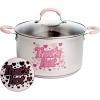 imageParis Hilton Stainless Steel Stock Pot with Iconic Color Changing quotThats Hotquot Heat Indicator Decal Features Soft Grip Handles and Measure Marks 8Quart Pink