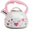 Paris Hilton Whistling Stovetop Tea Kettle, Stainless Steel with Rainbow Love Color Changing Heat Indicator Design, Soft Touch Handle, 2.5-Quart, Love Rainbow(Iridescent Hearts)