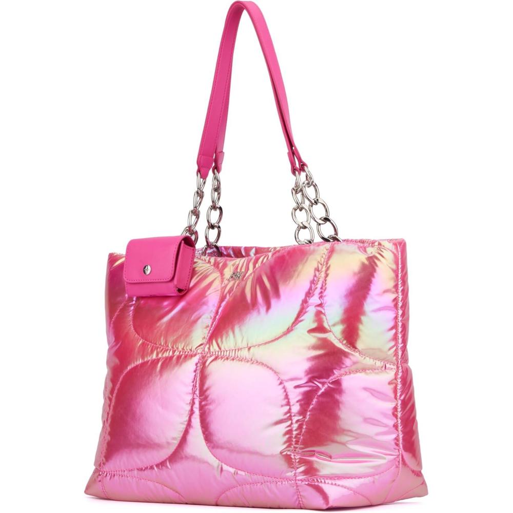 imageParis Hilton Casson Puffy Quilted Oversized Tote with Chain Strap and Removable Headphones HolderCasson Pink