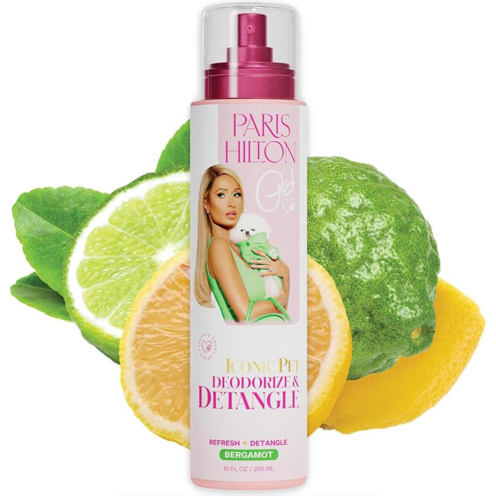 imageParis Hilton Dog Perfume Deodorizer ampamp Detangler  Odor Neutralizing with Fresh CitrusInfused Bergamot Scent  SulfateFree Vegan Hypoallergenic for All Pet Breeds 10oz295ml