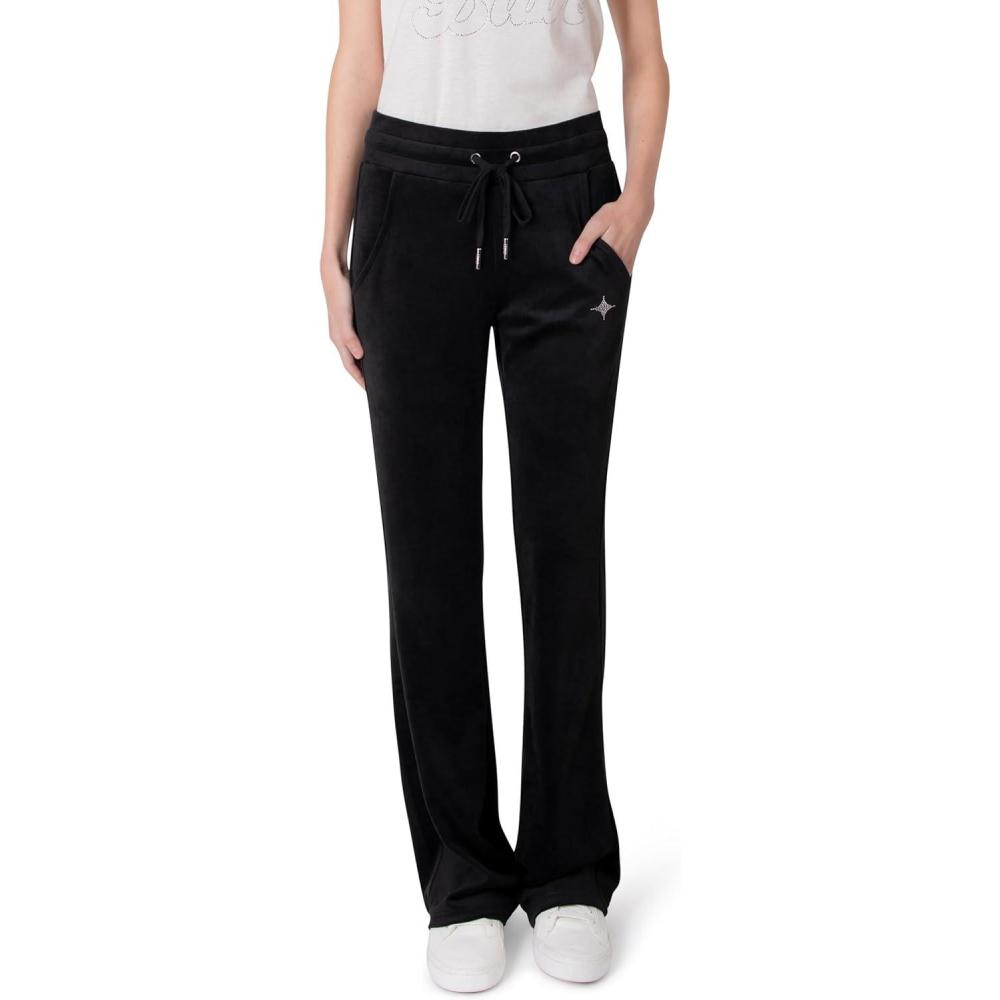 imageParis Hilton Womens Embellished Paris Drawstring Yoga Pants BlackBlack