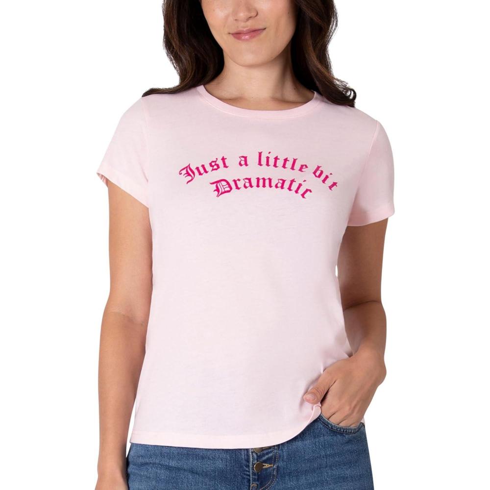 imageParis Hilton Womens Fashion TShirt Embellished Graphics Short Sleeve Crew Neck TopsLight Pink Drama