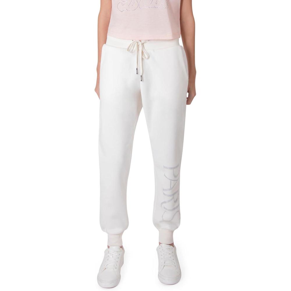 imageParis Hilton Womens Sporty Embellished Drawstring Jogger SweatpantsCream