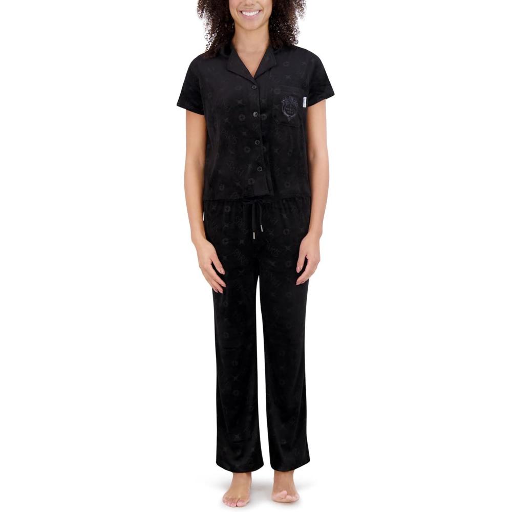 imageParis Hilton Womens Top and Pants Comfy 2 piece Pajama SetsBlack Iconic