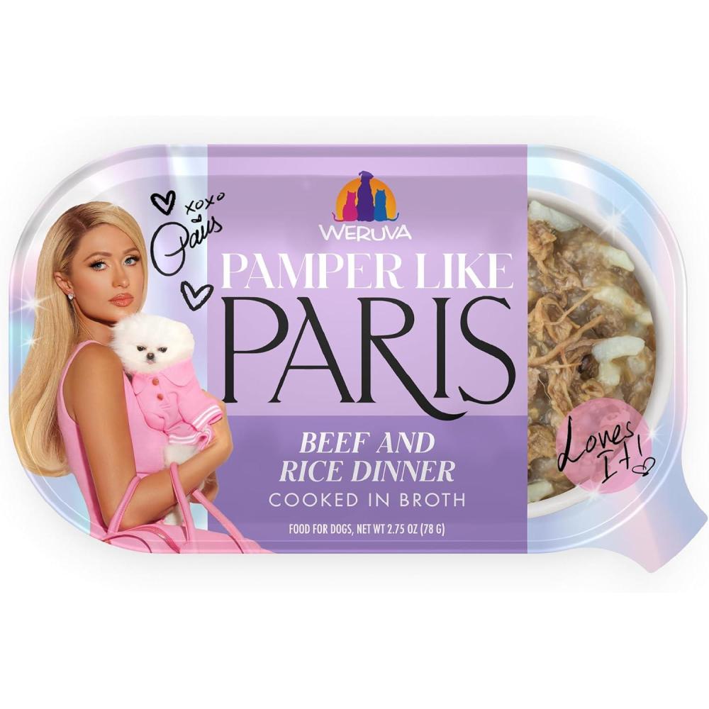 imageWeruva Paris Hilton Pamper Like Paris Natural Wet Dog Food Beef and Rice 275oz Cup Pack of 10
