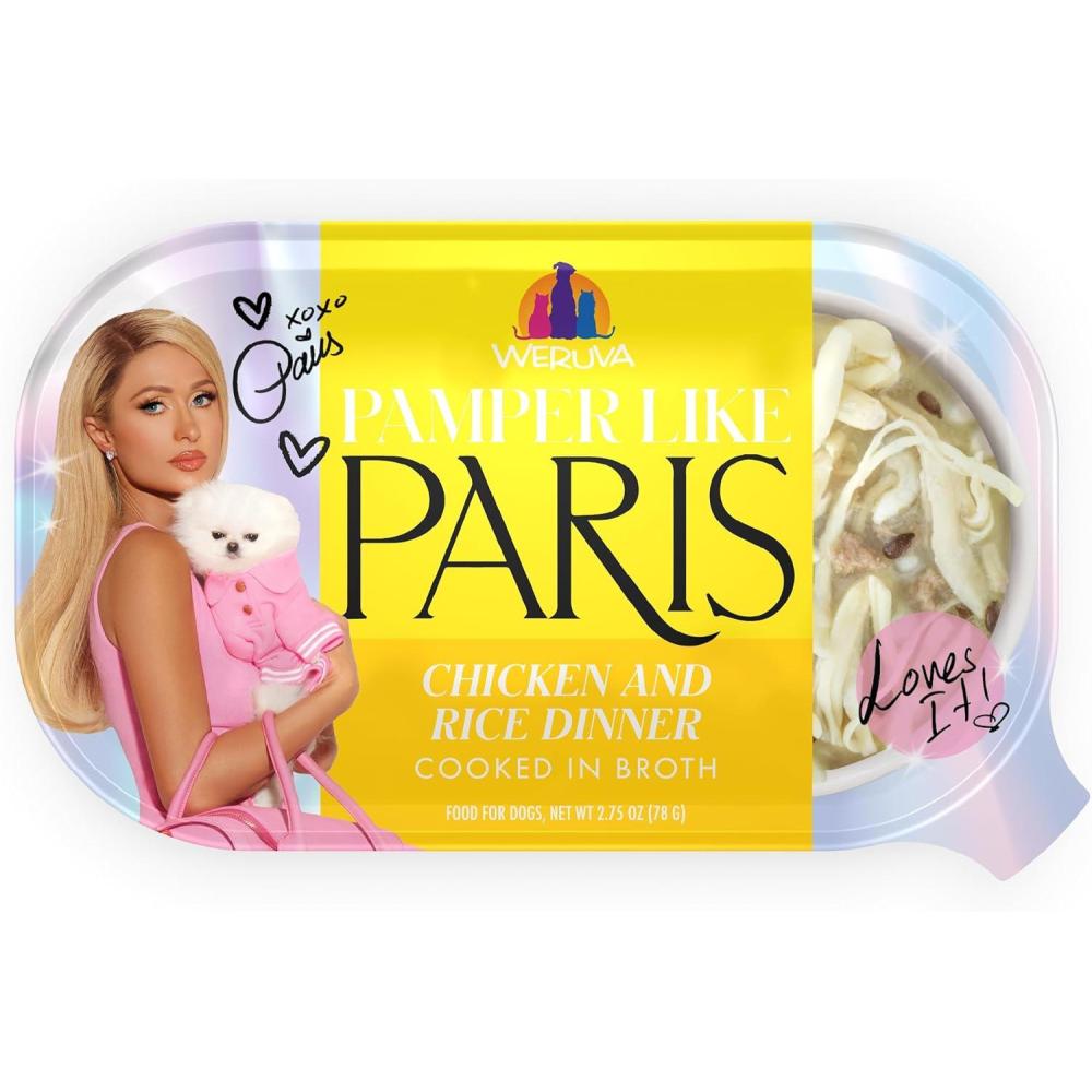 imageWeruva Paris Hilton Pamper Like Paris Natural Wet Dog Food Chicken and Rice 275oz Cup Pack of 10