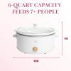 Paris Hilton 6-Quart Manual Slow Cooker, Features Three Settings (Low, High, Warm), Naturally Nonstick and Dishwasher Safe Stoneware Insert, Family Sized Capacity, White(White)