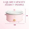 Paris Hilton 6-Quart Manual Slow Cooker, Features Three Settings (Low, High, Warm), Naturally Nonstick and Dishwasher Safe Stoneware Insert, Family Sized Capacity, White(Pink)