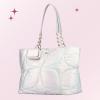 Paris Hilton Casson Puffy Quilted Oversized Tote with Chain Strap and Removable Headphones Holder(Casson Silver)