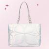 Paris Hilton Casson Puffy Quilted Oversized Tote with Chain Strap and Removable Headphones Holder(Casson Silver)