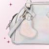 Paris Hilton Gene Croc Mini Tote Purse with Removable Strap Heart Tag Metallic Silver