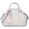 Paris Hilton Gene Croc Mini Tote Purse with Removable Strap Heart Tag Metallic Silver
