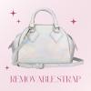 Paris Hilton Gene Croc Mini Tote Purse with Removable Strap Heart Tag Metallic Silver
