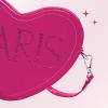Paris Hilton Heart Luv Double Heart Crossbody Purse, Small Zipper Bag(Peacock Pink)