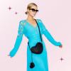 Paris Hilton Heart Luv Double Heart Crossbody Purse, Small Zipper Bag(Peacock Pink)