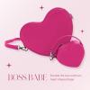 Paris Hilton Heart Luv Double Heart Crossbody Purse, Small Zipper Bag(Peacock Pink)