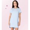 Paris Hilton Ribbed Crew Neck Shirttail Hem Rhinestone Nightshirt, Blue ICONIC, L