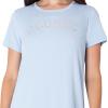 Paris Hilton Ribbed Crew Neck Shirttail Hem Rhinestone Nightshirt, Blue ICONIC, L