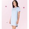 Paris Hilton Ribbed Crew Neck Shirttail Hem Rhinestone Nightshirt, Blue ICONIC, L