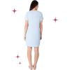 Paris Hilton Ribbed Crew Neck Shirttail Hem Rhinestone Nightshirt, Blue ICONIC, L