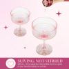 Paris Hilton Ribbed Wine Glass Set, Elegant Fluted Glassware, Perfect for Red Wine or White Wine, Set of 2, 18-Ounce, Pink(Coupe Glass)
