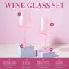 Paris Hilton Ribbed Wine Glass Set, Elegant Fluted Glassware, Perfect for Red Wine or White Wine, Set of 2, 18-Ounce, Pink(Wine Glass)