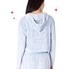 Paris Hilton Tracksuit Women’s Lounge Set Sweatsuit Embellished Velour Pullover Top and Pants Matching Set 2 Pieces(Baby Blue)