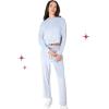 Paris Hilton Tracksuit Women’s Lounge Set Sweatsuit Embellished Velour Pullover Top and Pants Matching Set 2 Pieces(Baby Blue)