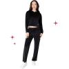 Paris Hilton Tracksuit Women’s Lounge Set Sweatsuit Embellished Velour Pullover Top and Pants Matching Set 2 Pieces(Black)