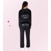 Paris Hilton Tracksuit Women’s Lounge Set Sweatsuit Embellished Velour Pullover Top and Pants Matching Set 2 Pieces(Black)