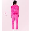 Paris Hilton Tracksuit Women’s Lounge Set Sweatsuit Embellished Velour Pullover Top and Pants Matching Set 2 Pieces(Hot Pink)