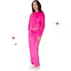 Paris Hilton Tracksuit Women’s Lounge Set Sweatsuit Embellished Velour Pullover Top and Pants Matching Set 2 Pieces(Hot Pink)