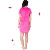 Paris Hilton Velour Crew Neck Shirttail Hem Rhinestone Nightshirt, Hot Pink THAT’S HOT, S