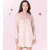 Paris Hilton Velour Hoodie Shirttail Hem Rhinestone Graphic Nightshirt, Rose PARIS, M