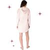 Paris Hilton Velour Hoodie Shirttail Hem Rhinestone Graphic Nightshirt, Rose PARIS, M