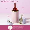 Paris Hilton Wine Bottle Chiller Set, Insulated Double Wall Chiller, Gold Winged Corkscrew Wine Bottle Opener, Diamond Wine Stopper, 3-Piece Set, Pink(Pink)