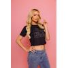Paris Hilton Women’s Fashion T-Shirt Embellished Graphics Short Sleeve Crew Neck Tops(Black Boss Babe)