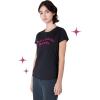Paris Hilton Women’s Fashion T-Shirt Embellished Graphics Short Sleeve Crew Neck Tops(Black Drama)