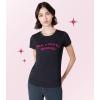 Paris Hilton Women’s Fashion T-Shirt Embellished Graphics Short Sleeve Crew Neck Tops(Black Drama)