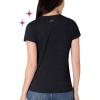 Paris Hilton Women’s Fashion T-Shirt Embellished Graphics Short Sleeve Crew Neck Tops(Black Paris)