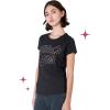 Paris Hilton Women’s Fashion T-Shirt Embellished Graphics Short Sleeve Crew Neck Tops(Black That’s Hot)