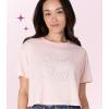 Paris Hilton Women’s Fashion T-Shirt Embellished Graphics Short Sleeve Crew Neck Tops(Light Pink Boss Babe)