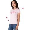 Paris Hilton Women’s Fashion T-Shirt Embellished Graphics Short Sleeve Crew Neck Tops(Light Pink Drama)