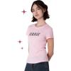 Paris Hilton Women’s Fashion T-Shirt Embellished Graphics Short Sleeve Crew Neck Tops(Light Pink Iconic)